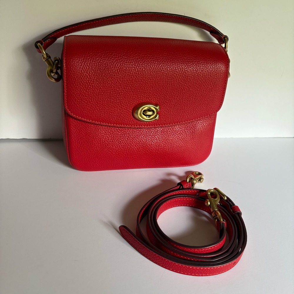 COACH Cassie Red Leather crossbody Shoulder Bag with top handle strap - Picture 5 of 7